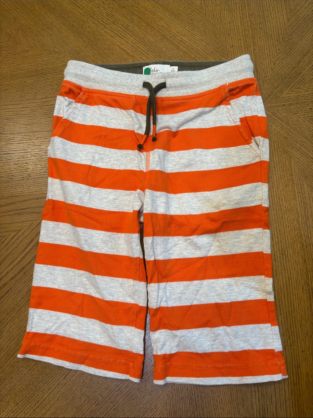 Boden Orange and Light Gray Striped Kids Shorts